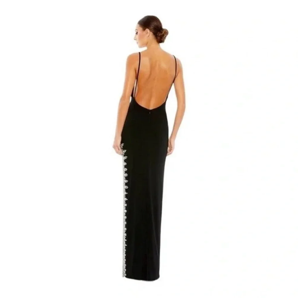 NWT Mac DUGGAL RHINESTONE ENCRUSTED SIDE SLIT CAMI BODYCON GOWN size 4 - Picture 3 of 15